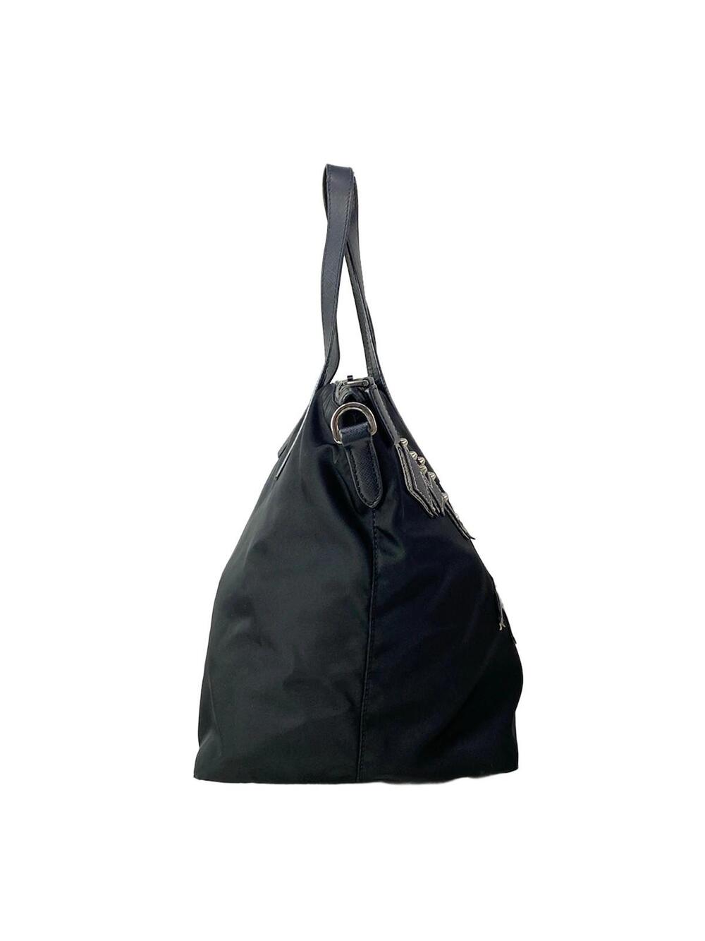 Prada Black Silver Nylon Leather Patent #282875P97B - Picture 2 of 15